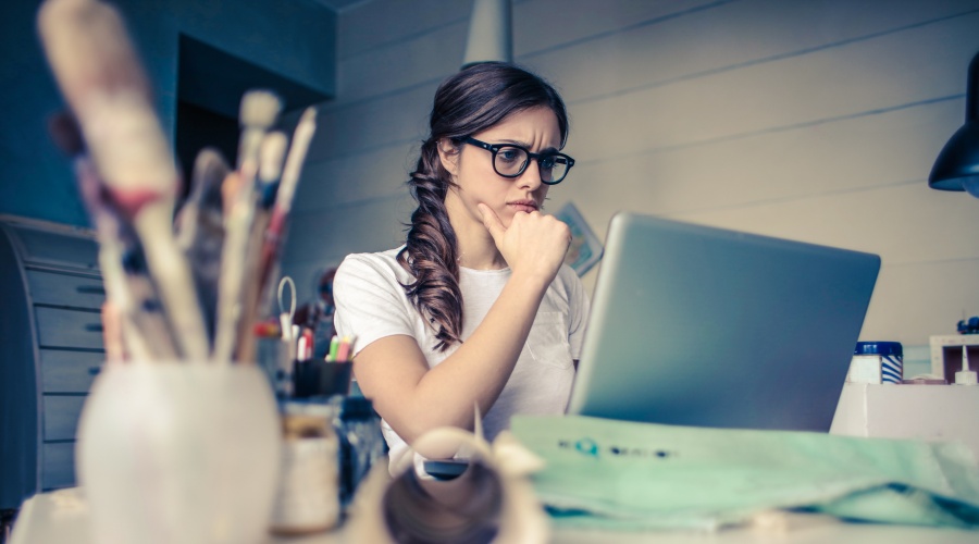 Woman looking at computer