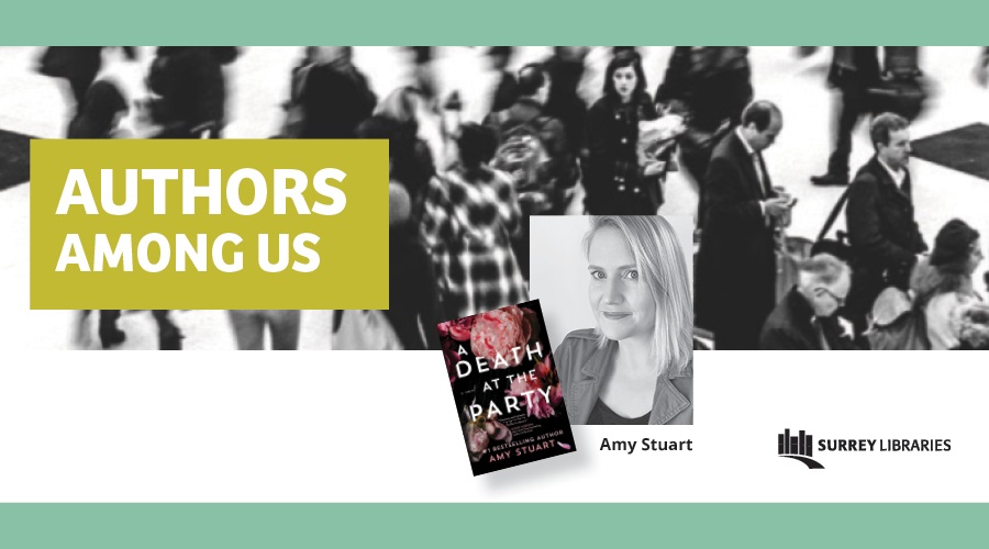 author Amy Stuart with a cover of her book