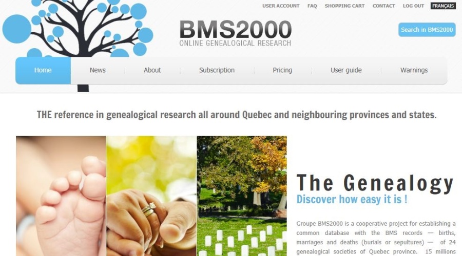 a screen shot of the front page of BMS2000 Webpage