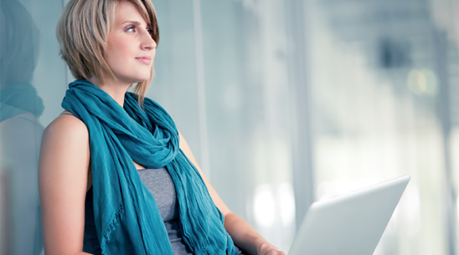 Woman using laptop