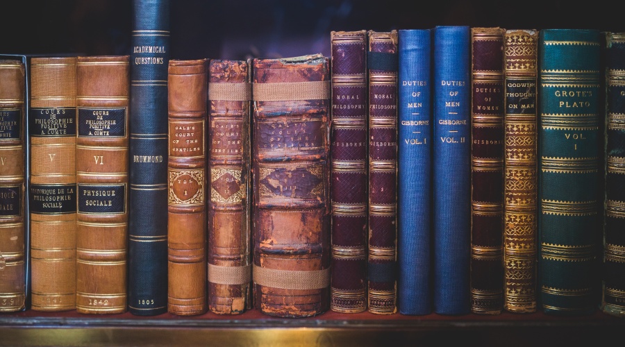 Old set of encyclopedias on a shelf