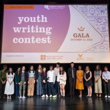 Group of teens on an awards stage