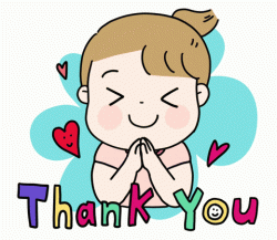 Thank You with hearts flying about