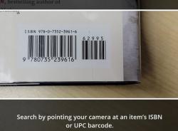 Screenshot of the app scanning the barcode on the back of a book