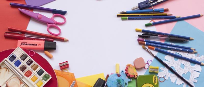 School supplies on a table