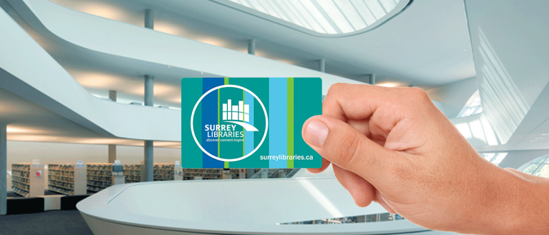 Hand holding a library card