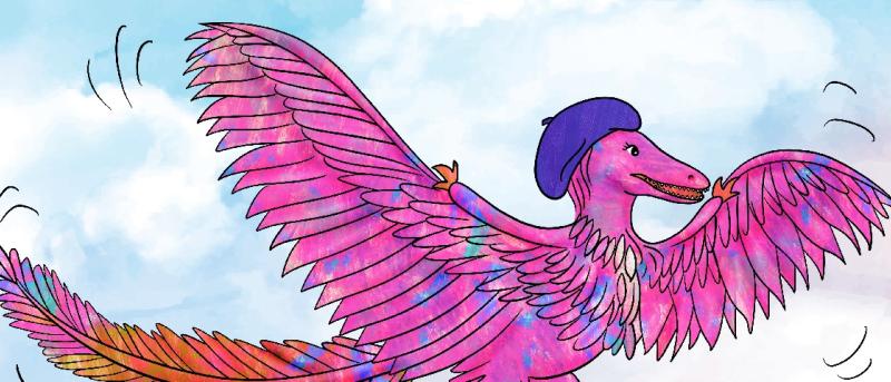 Large prehistoric bird flying